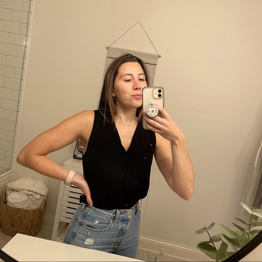 lush black button tank top